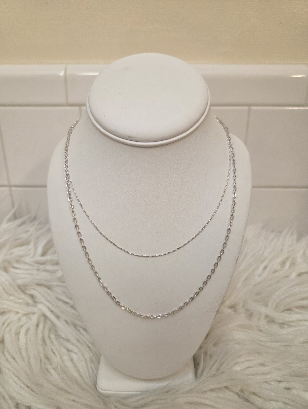Silver Double-Layer Box Chain Necklace - Elegant Women's Jewelry